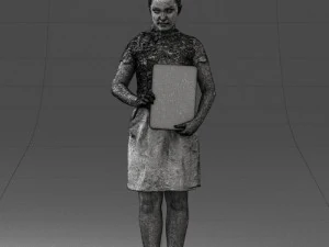 000183 Businesswoman Holding Tablet 0911 3dp 3D Print Model