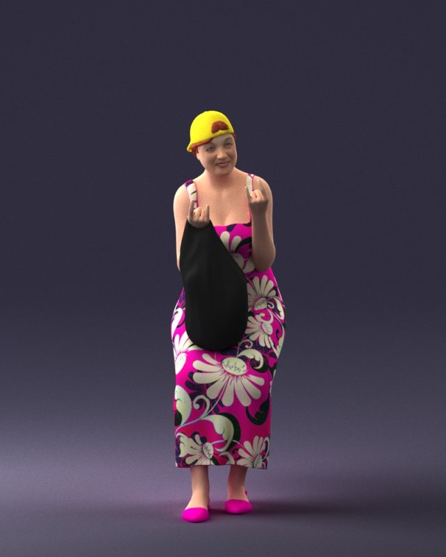000178 Humorous Woman in Bright Dress 0905 3Dモデル .c4d .max .obj .3ds .fbx .stl .blend