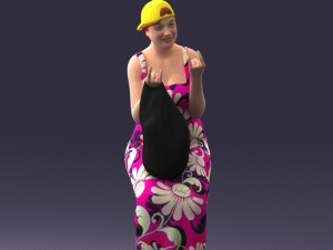 000178 Humorous Woman in Bright Dress 0905 3Dモデル