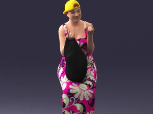 000178 Humorous Woman in Bright Dress 0905 3D Model