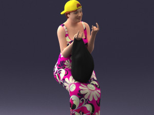 000178 Humorous Woman in Bright Dress 0905 3Dモデル