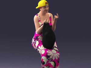 000178 Humorous Woman in Bright Dress 0905 3D Model