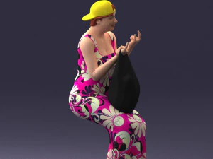 000178 Humorous Woman in Bright Dress 0905 3D Model