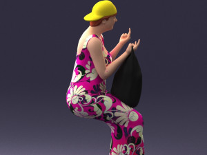 000178 Humorous Woman in Bright Dress 0905 3Dモデル