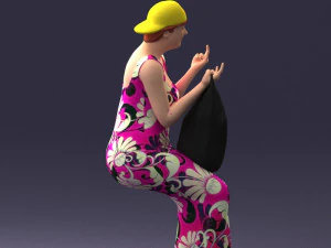 000178 Humorous Woman in Bright Dress 0905 3D Model