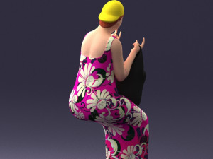 000178 Humorous Woman in Bright Dress 0905 3Dモデル