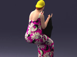 000178 Humorous Woman in Bright Dress 0905 3D Model