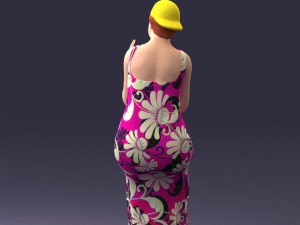 000178 Humorous Woman in Bright Dress 0905 3Dモデル