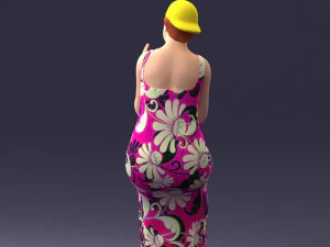 000178 Humorous Woman in Bright Dress 0905 3D Model