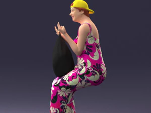 000178 Humorous Woman in Bright Dress 0905 3D Model