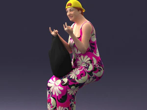 000178 Humorous Woman in Bright Dress 0905 3D Model