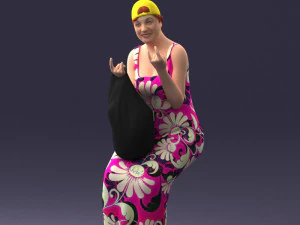 000178 Humorous Woman in Bright Dress 0905 3D Model