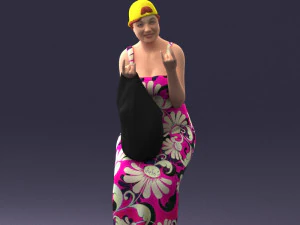 000178 Humorous Woman in Bright Dress 0905 3D Model