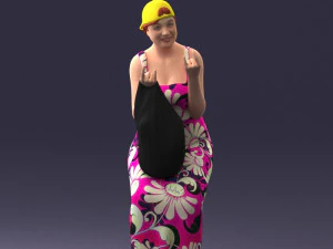 000178 Humorous Woman in Bright Dress 0905 3D Model