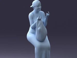 000178 Humorous Woman in Bright Dress 0905 3D Model