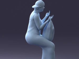 000178 Humorous Woman in Bright Dress 0905 3D Model