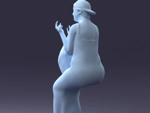 000178 Humorous Woman in Bright Dress 0905 3D Model