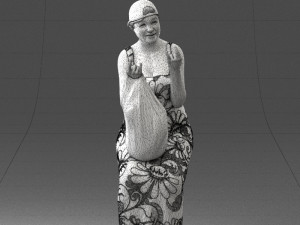 000178 Humorous Woman in Bright Dress 0905 3Dモデル