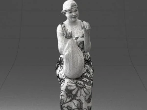 000178 Humorous Woman in Bright Dress 0905 3D Model