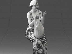 000178 Humorous Woman in Bright Dress 0905 3Dモデル