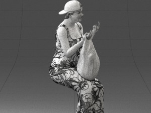 000178 Humorous Woman in Bright Dress 0905 3Dモデル