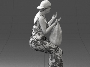 000178 Humorous Woman in Bright Dress 0905 3Dモデル