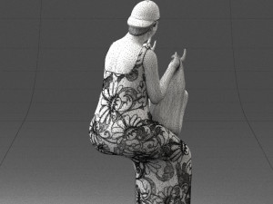 000178 Humorous Woman in Bright Dress 0905 3Dモデル