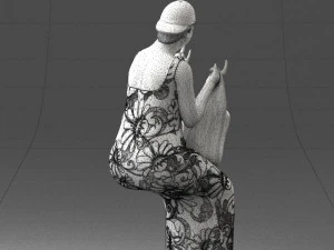 000178 Humorous Woman in Bright Dress 0905 3D Model