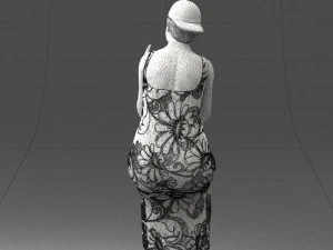 000178 Humorous Woman in Bright Dress 0905 3D Model