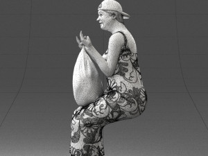 000178 Humorous Woman in Bright Dress 0905 3Dモデル
