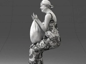 000178 Humorous Woman in Bright Dress 0905 3D Model