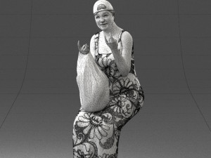 000178 Humorous Woman in Bright Dress 0905 3Dモデル