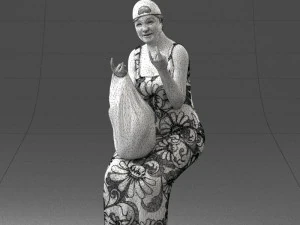 000178 Humorous Woman in Bright Dress 0905 3D Model