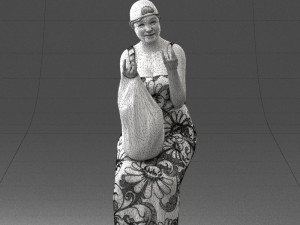 000178 Humorous Woman in Bright Dress 0905 3Dモデル