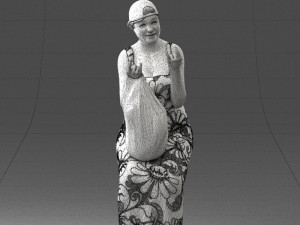 000178 Humorous Woman in Bright Dress 0905 3Dモデル