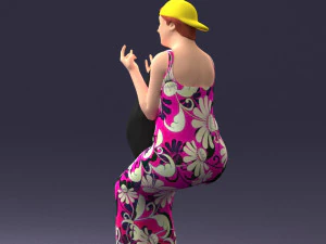 000178 Humorous Woman in Bright Dress 0905 3dp 3D Print Model