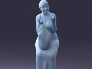 000178 Humorous Woman in Bright Dress 0905 3dp 3D Print Model