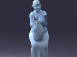 000178 Humorous Woman in Bright Dress 0905 3dp 3D Print Model