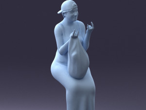 000178 Humorous Woman in Bright Dress 0905 3dp Modèles 3D en vedette