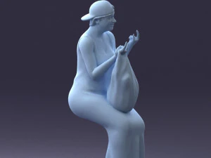 000178 Humorous Woman in Bright Dress 0905 3dp 3D Print Model