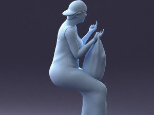 000178 Humorous Woman in Bright Dress 0905 3dp Modèles 3D en vedette