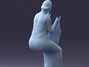 000178 Humorous Woman in Bright Dress 0905 3dp 3D Print Model
