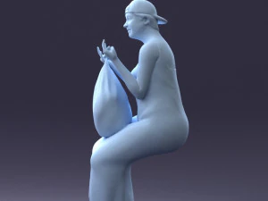 000178 Humorous Woman in Bright Dress 0905 3dp 3D Print Model