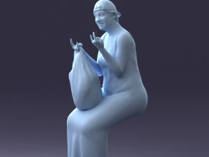 000178 Humorous Woman in Bright Dress 0905 3dp 3D Print Model