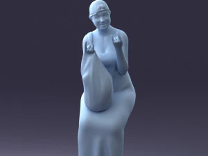 000178 Humorous Woman in Bright Dress 0905 3dp 3D Print Model
