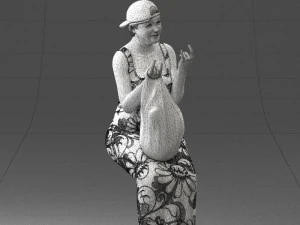 000178 Humorous Woman in Bright Dress 0905 3dp 3D Print Model