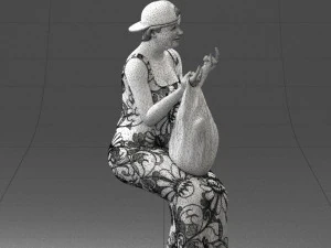 000178 Humorous Woman in Bright Dress 0905 3dp 3D Print Model