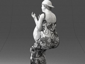 000178 Humorous Woman in Bright Dress 0905 3dp Modèles 3D en vedette