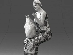 000178 Humorous Woman in Bright Dress 0905 3dp 3D Print Model