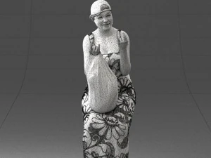 000178 Humorous Woman in Bright Dress 0905 3dp 3D Print Model